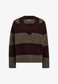 MOS MOSH - Taci Stripe LS V-Neck Knit