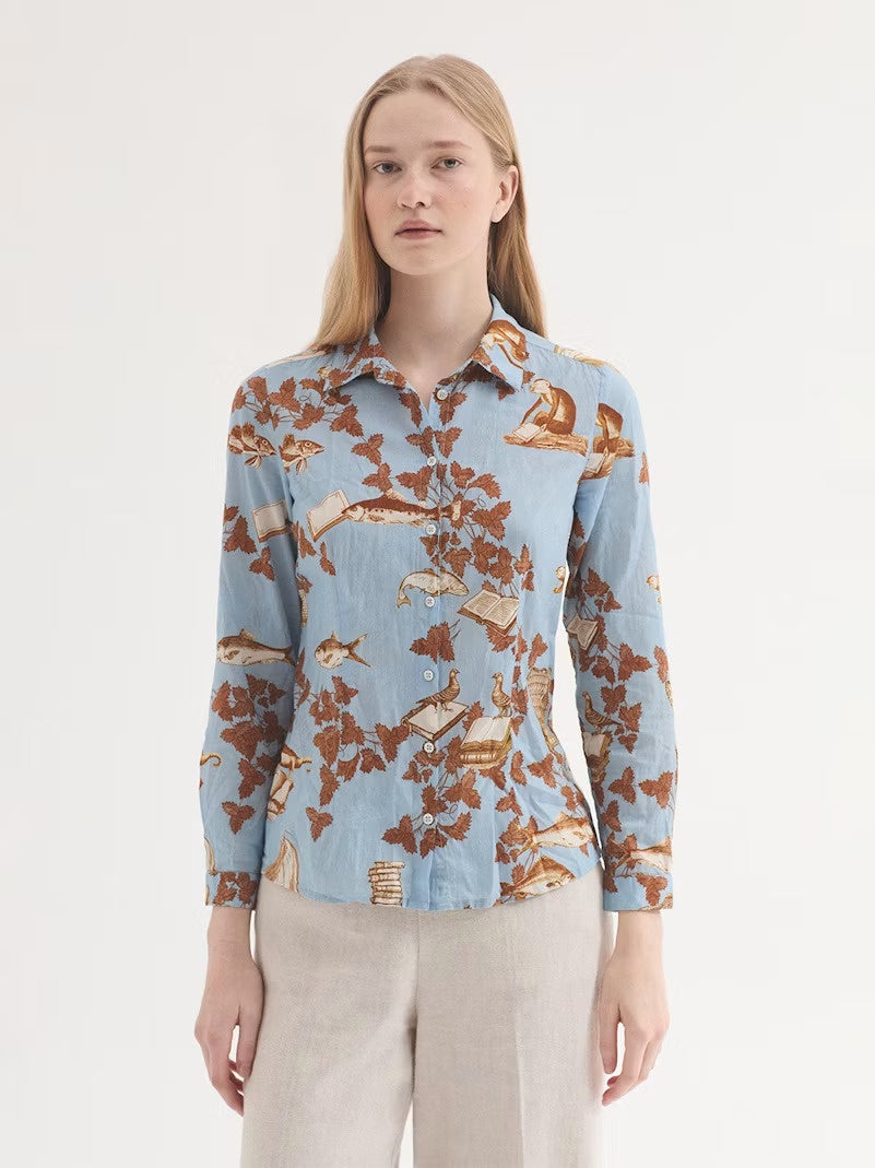 NICE THINGS - Midsummer Books Print Shirt - Light Blue
