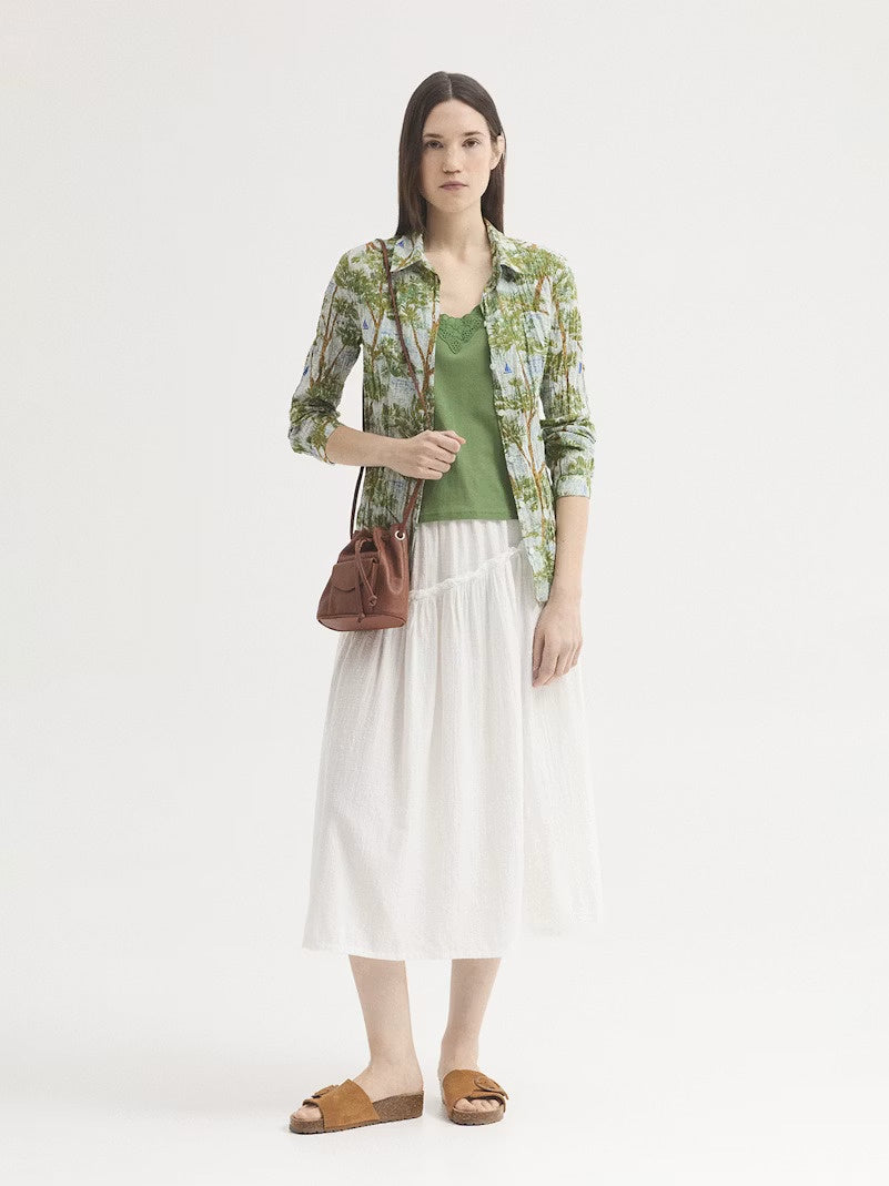 NICE THINGS - Textured Ruffle Skirt - White