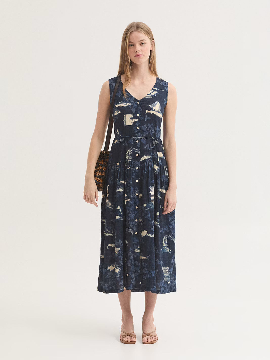 NICE THINGS - Midsummer Books Print Dress - Navy