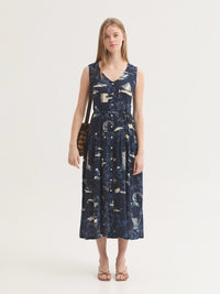 NICE THINGS - Midsummer Books Print Dress - Navy