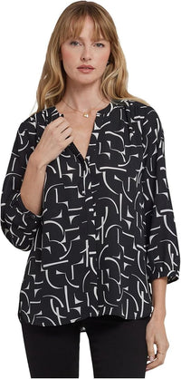NYDJ - Pintuck Blouse - Les Mureaux Black/White