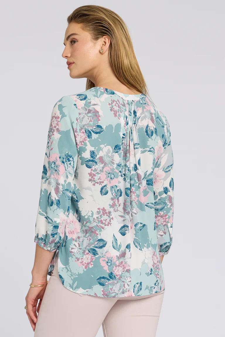 NYDJ - Pintuck Blouse - Floral Mosaic