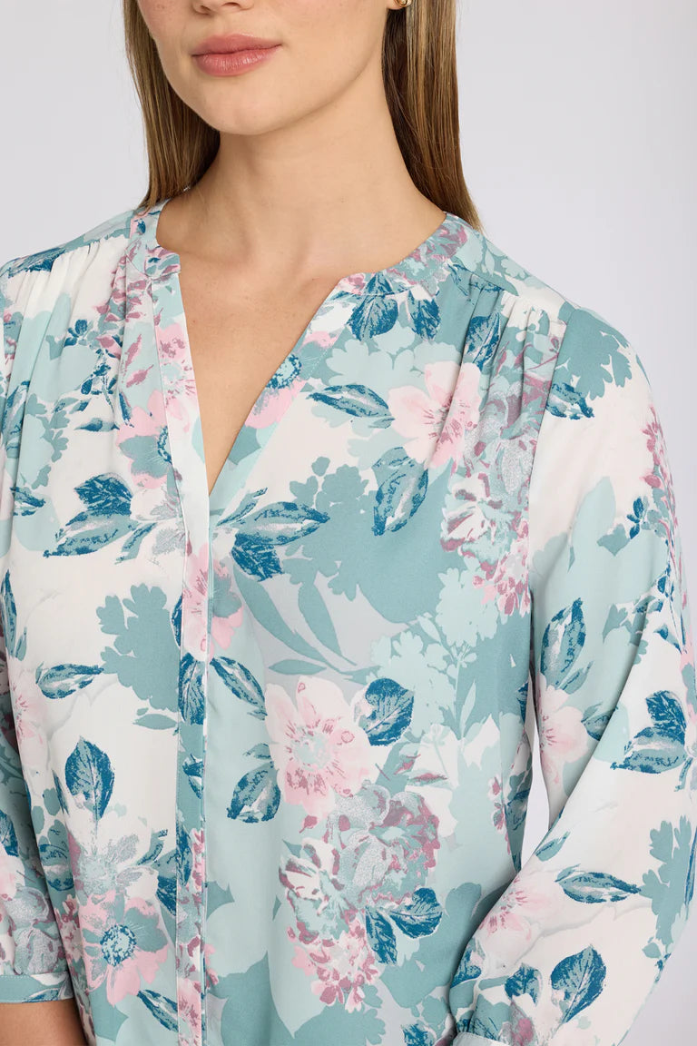 NYDJ - Pintuck Blouse - Floral Mosaic