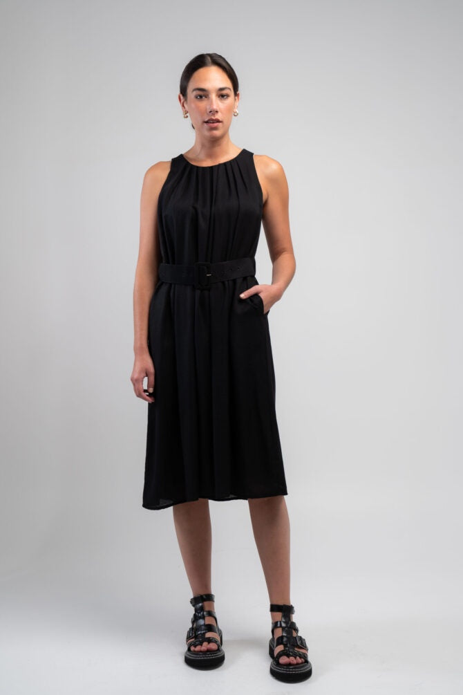 OBI - Velocity Pleated Sundress - Black