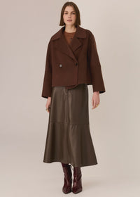 POL - Cohen Cropped Wool Coat - Walnut