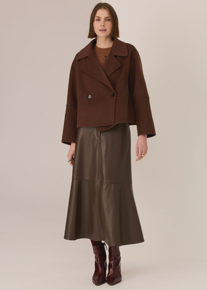 POL - Cohen Cropped Wool Coat - Walnut
