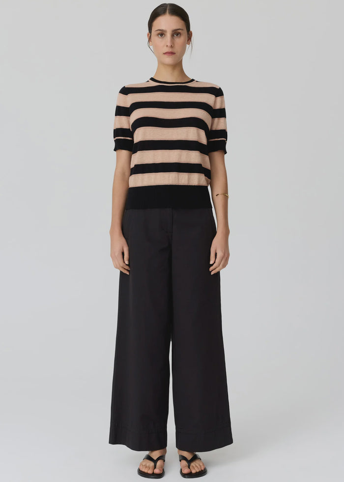POL - Darcey Stripe Knit Tee - Black/Pink
