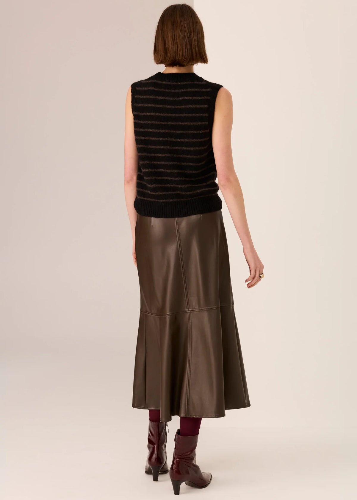 POL - Carmel Striped Vest - Black/Choc