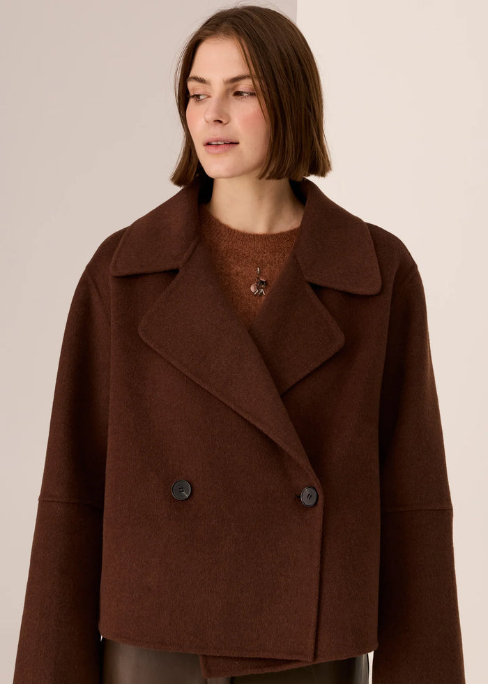POL - Cohen Cropped Wool Coat - Walnut
