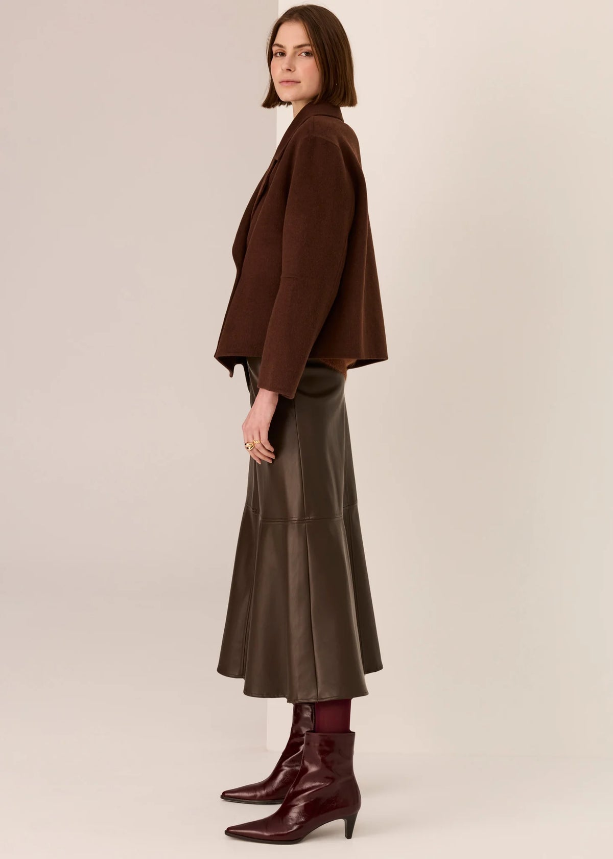 POL - Cohen Cropped Wool Coat - Walnut