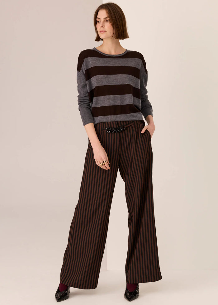 POL - Dara Belted Pant - Choc/Black
