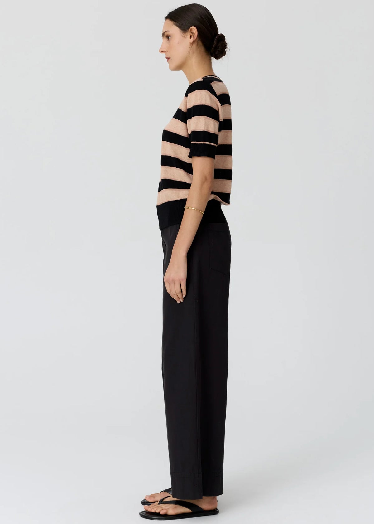 POL - Darcey Stripe Knit Tee - Black/Pink