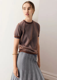 POL - Kaspar Layered Tee - Choc/Blue