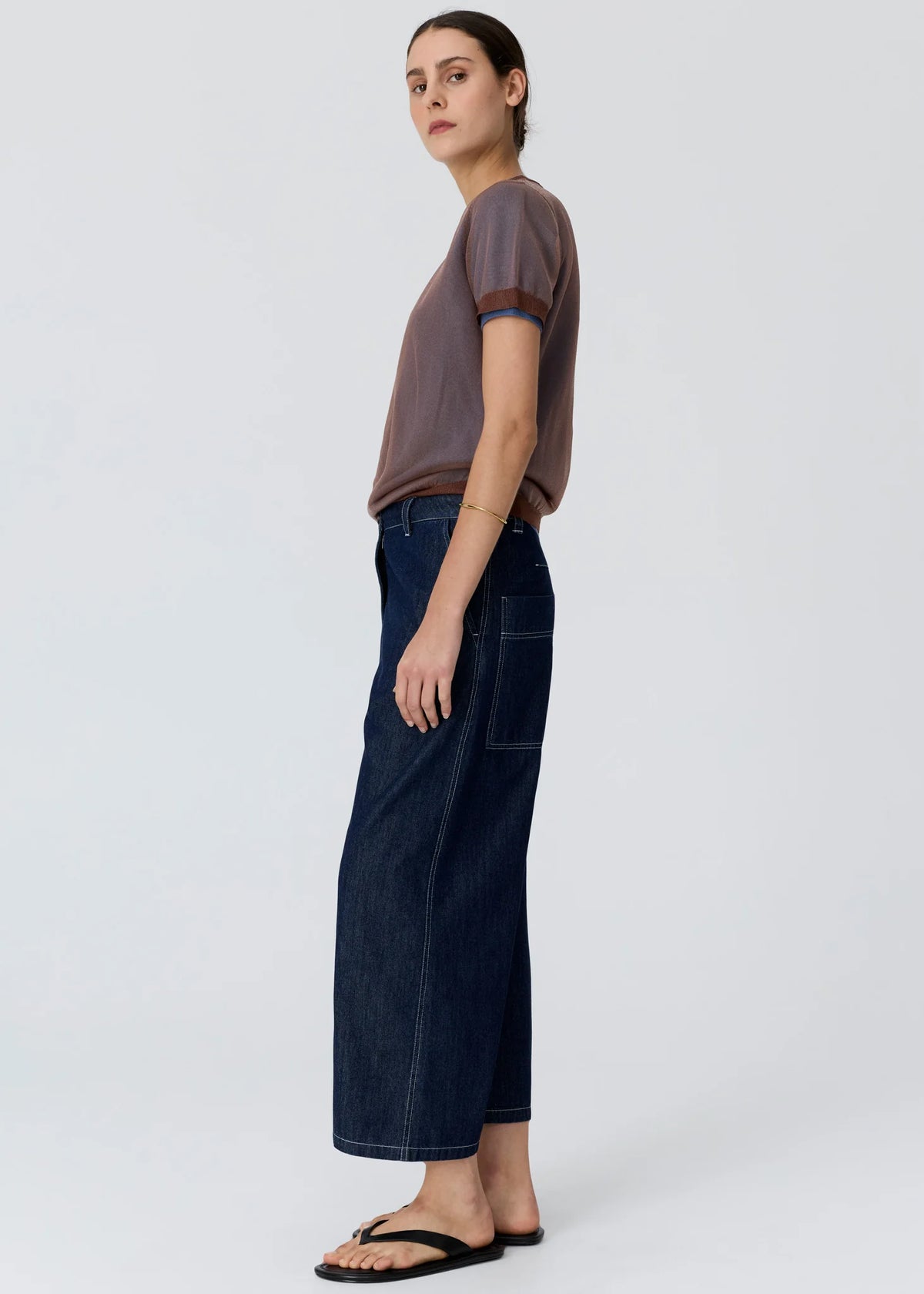 POL - Kaspar Layered Tee - Choc/Blue