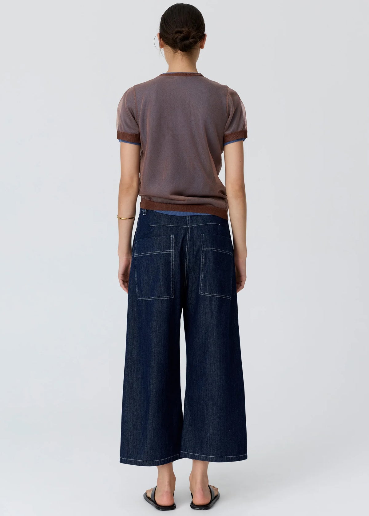 POL - Kaspar Layered Tee - Choc/Blue