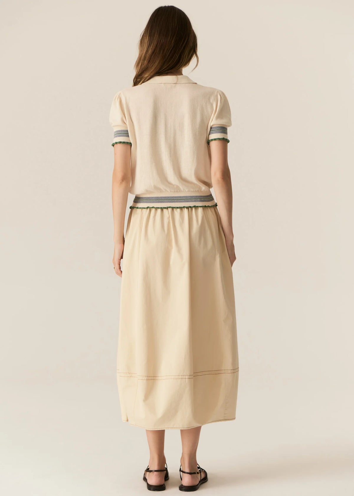 POL - Lask Knit Polo - Ecru/Green