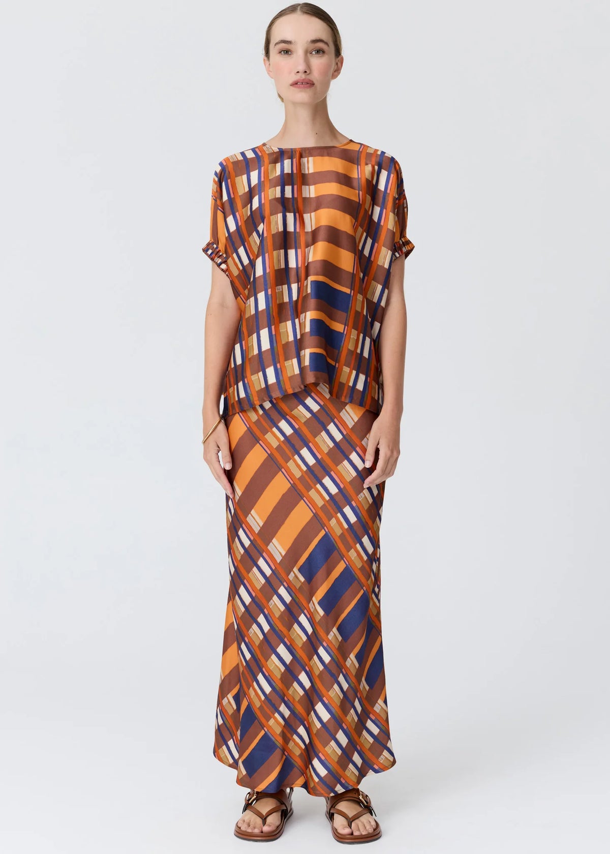 POL - Lattice Top - Amber Check
