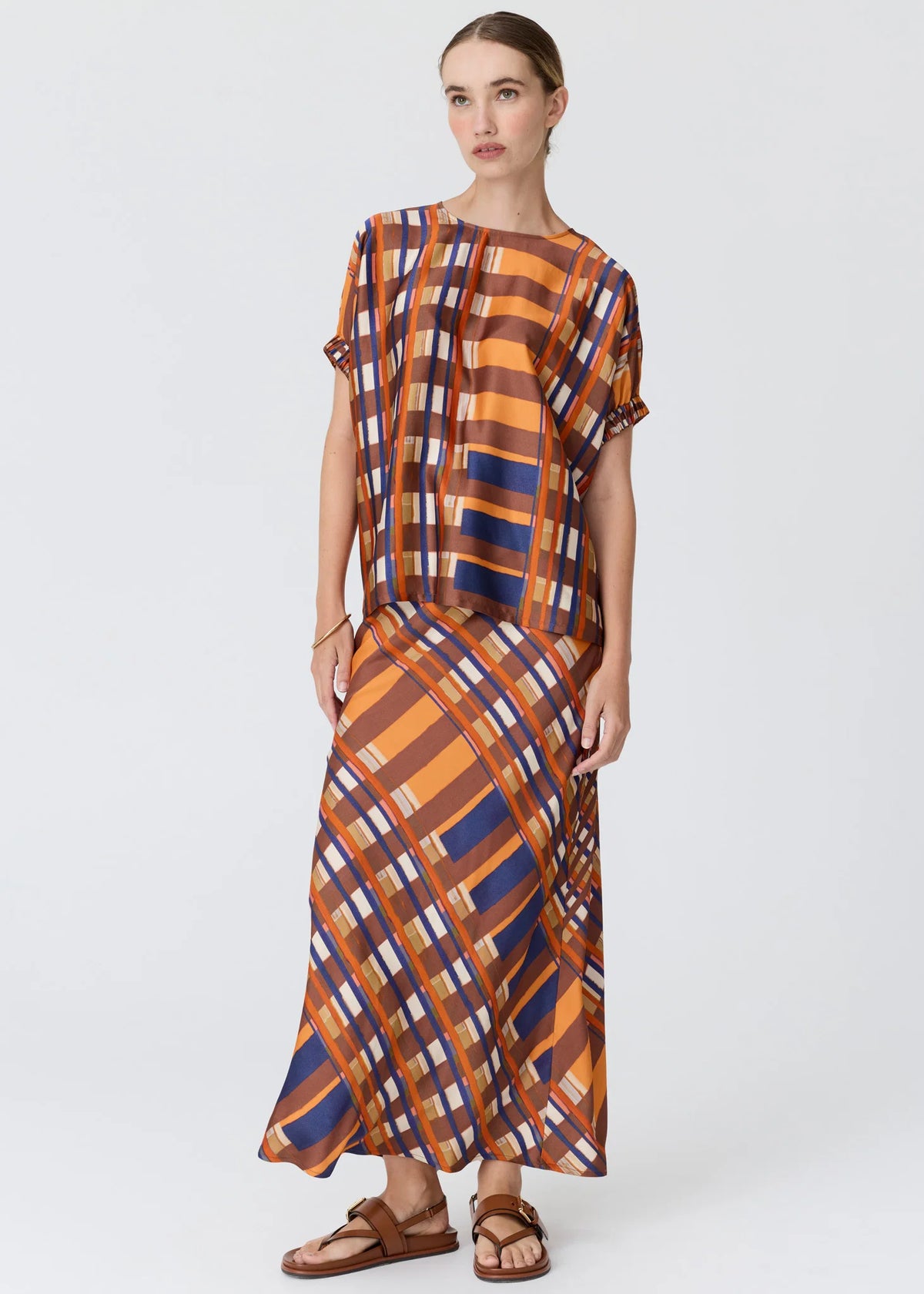 POL - Lattice Top - Amber Check