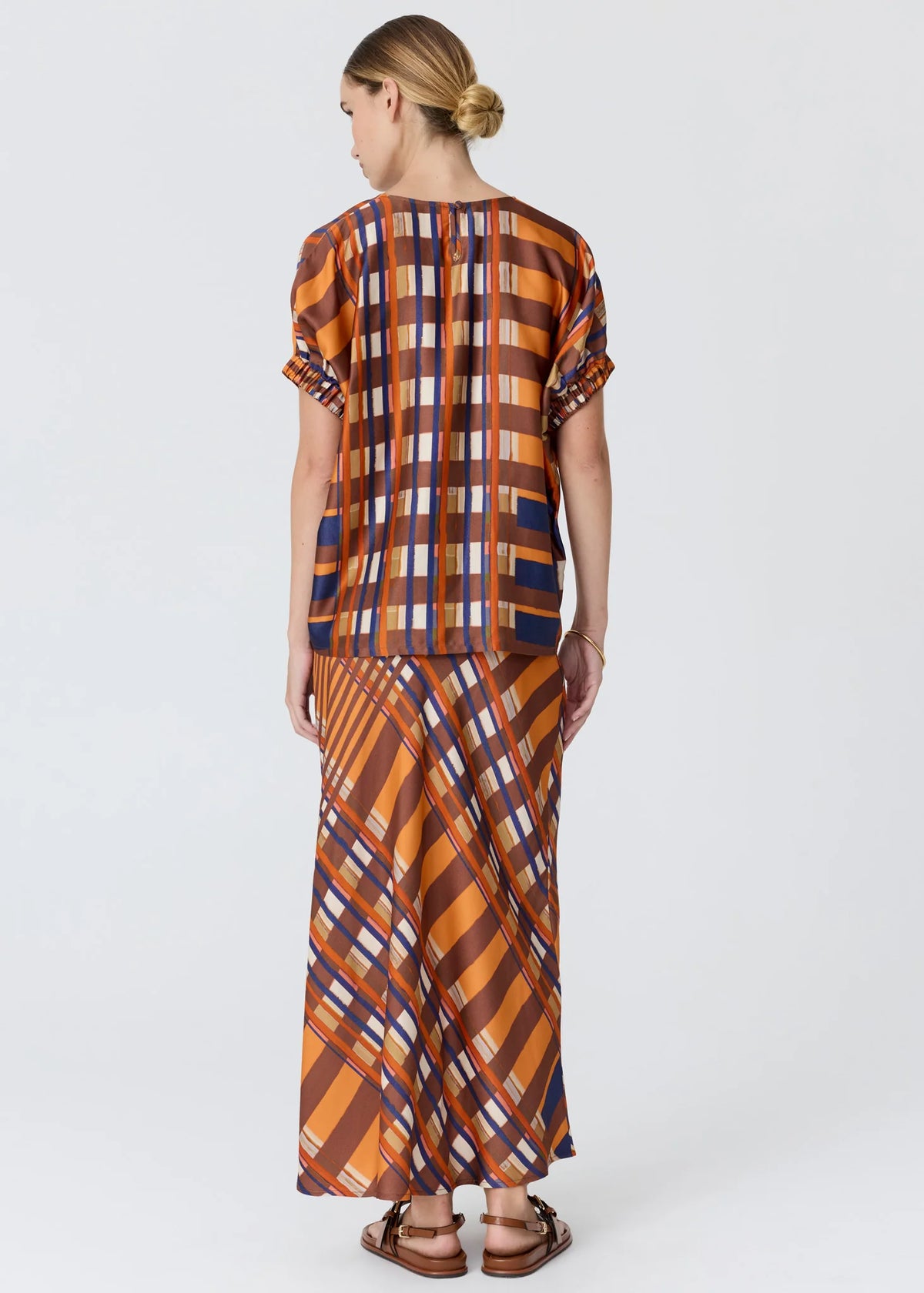 POL - Lattice Top - Amber Check