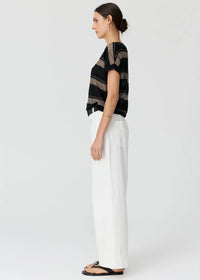 POL - Liana V-Neck Pointelle Knit - Pink/Black
