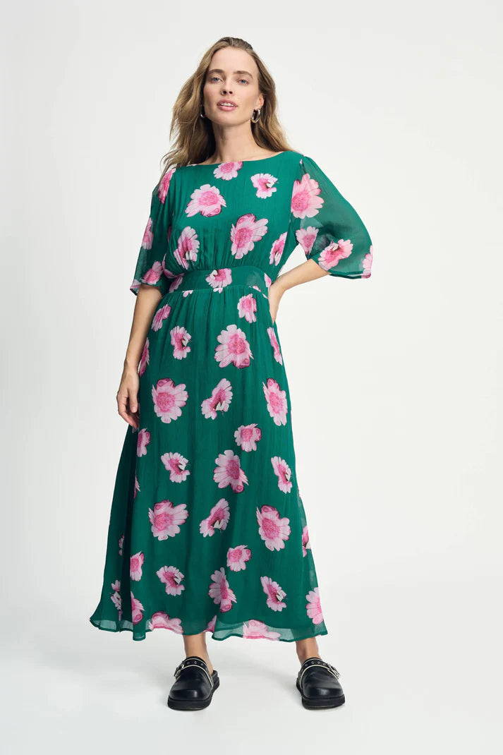 POM AMSTERDAM - Meadow Flowers Green Dress
