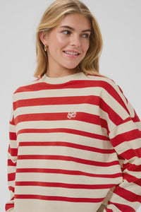 SAINT TROPEZ - Philene Sweatshirt - Valiant Poppy Irregular Stripe