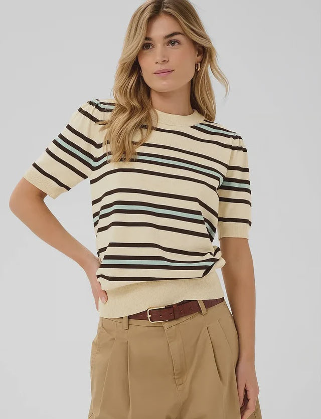 SAINT TROPEZ - Pila Pullover - Brown Rice Ether Multi Stripe