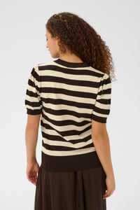 SAINT TROPEZ - Mila SS Striped Pullover - Mole Brown Rice