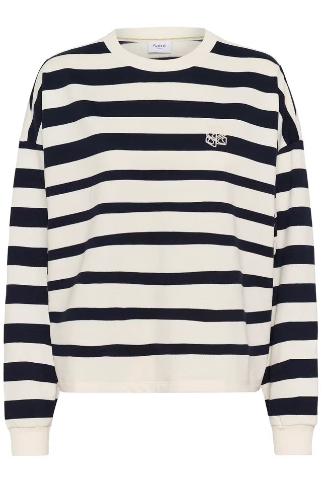 SAINT TROPEZ - Philene Sweatshirt - Night Sky Irregular Stripe