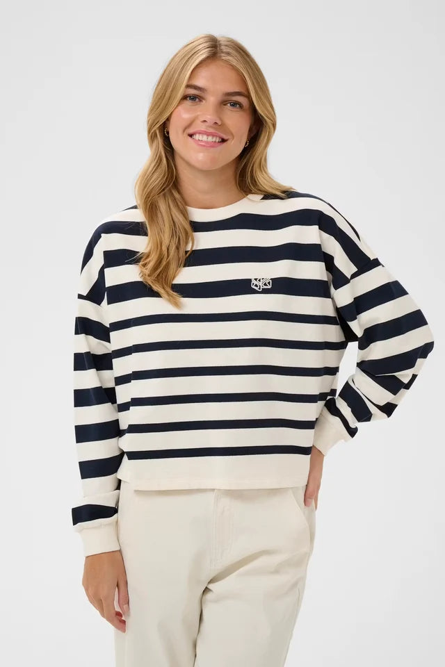 SAINT TROPEZ - Philene Sweatshirt - Night Sky Irregular Stripe