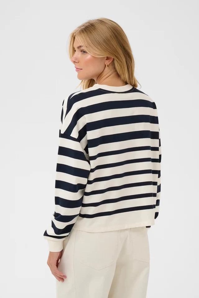 SAINT TROPEZ - Philene Sweatshirt - Night Sky Irregular Stripe