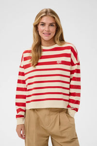 SAINT TROPEZ - Philene Sweatshirt - Valiant Poppy Irregular Stripe