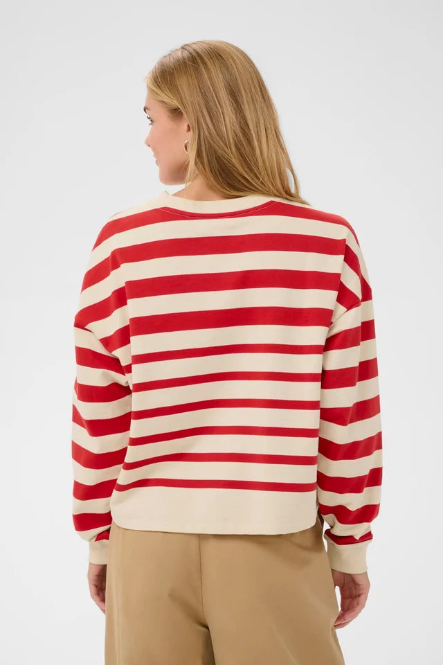 SAINT TROPEZ - Philene Sweatshirt - Valiant Poppy Irregular Stripe