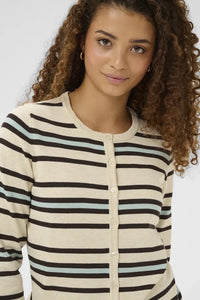SAINT TROPEZ - Pila Cardigan - Brown Rice Ether - Multi Stripe