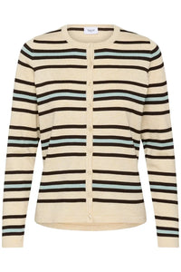 SAINT TROPEZ - Pila Cardigan - Brown Rice Ether - Multi Stripe