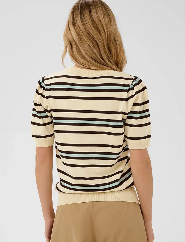 SAINT TROPEZ - Pila Pullover - Brown Rice Ether Multi Stripe