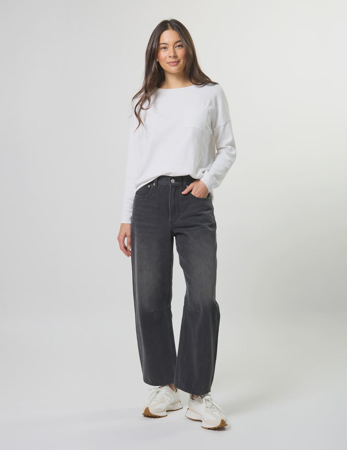 STELLA + GEMMA - Carson Barrel Jean Slate Grey