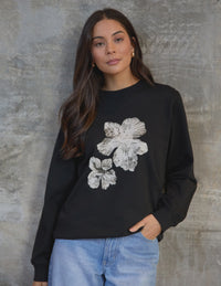 STELLA + GEMMA - Essential Sweater Black Cocoa Blooms