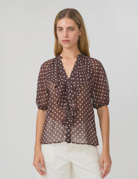STELLA + GEMMA - Monet Blouse - Chocolate Spot