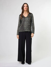 STELLA + GEMMA - Kelly Blouse Khaki Leopard
