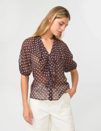 STELLA + GEMMA - Monet Blouse - Chocolate Spot