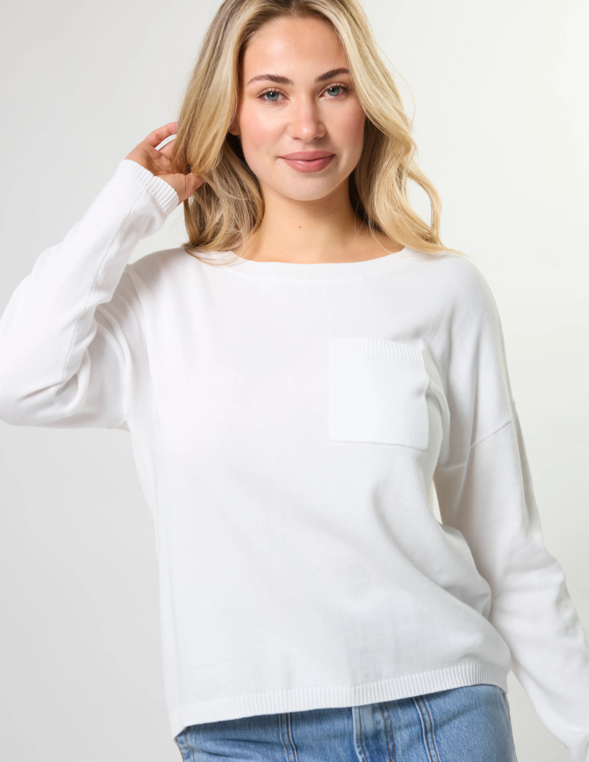 STELLA + GEMMA - Street Pocket Jumper White