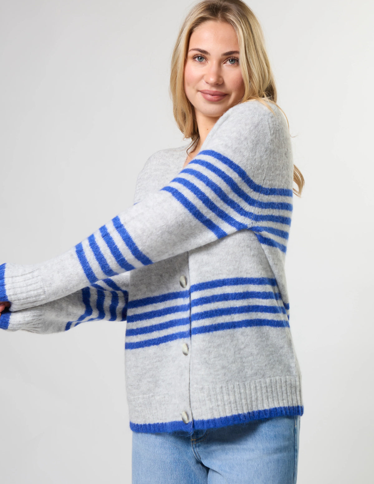STELLA + GEMMA - Stripe Cardigan Salt Air