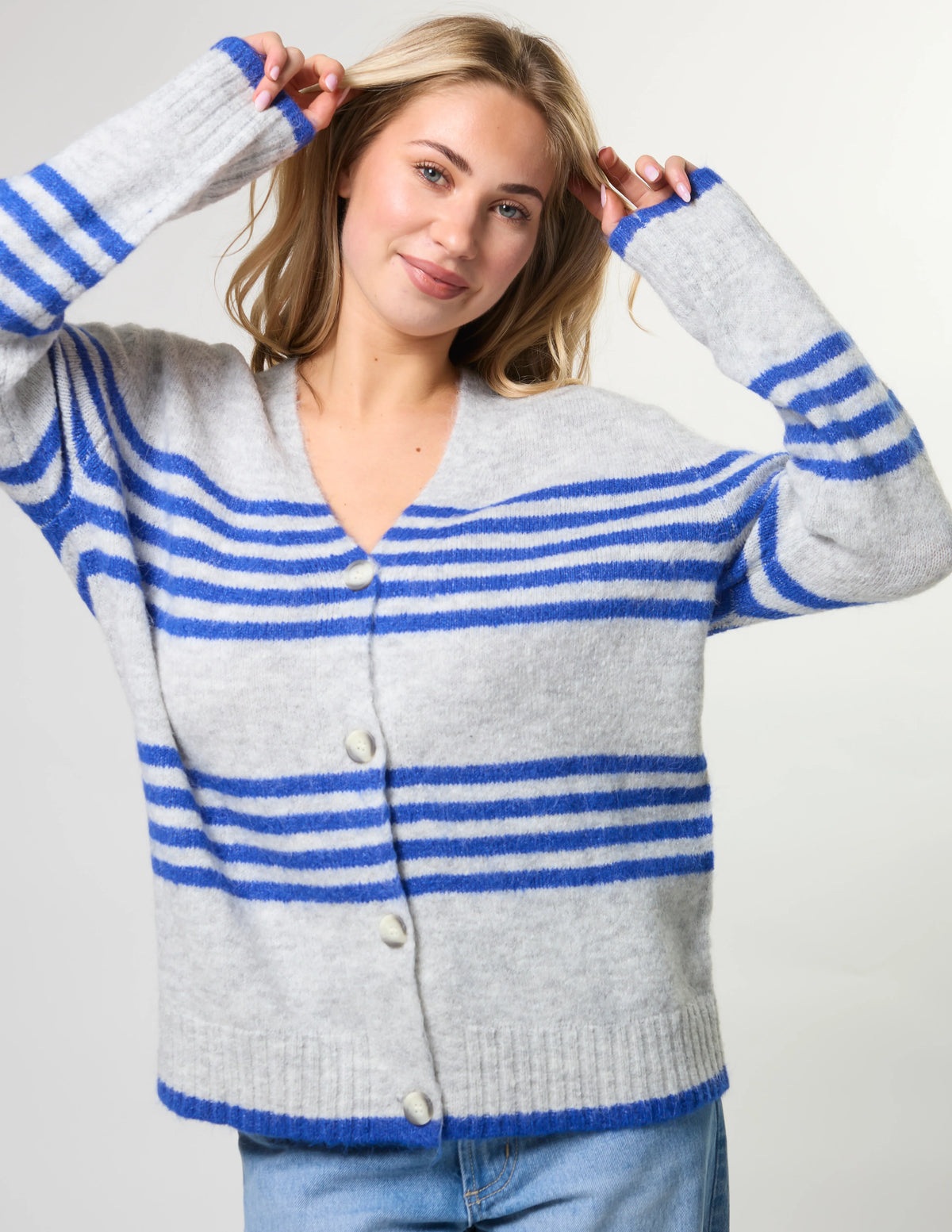 STELLA + GEMMA - Stripe Cardigan Salt Air