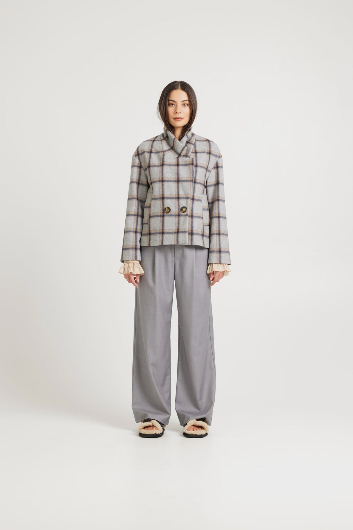 TUESDAY - Boyfriend Pants - Silver