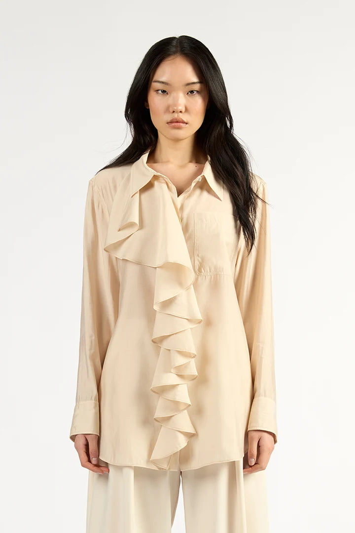 TUESDAY - Drape Frill Shirt - Oyster