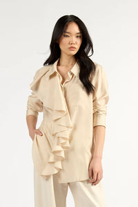 TUESDAY - Drape Frill Shirt - Oyster