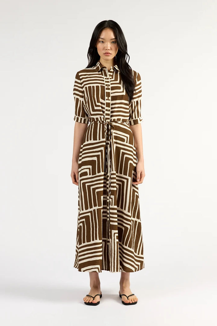 TUESDAY - Nicola Dress - Choc Geo