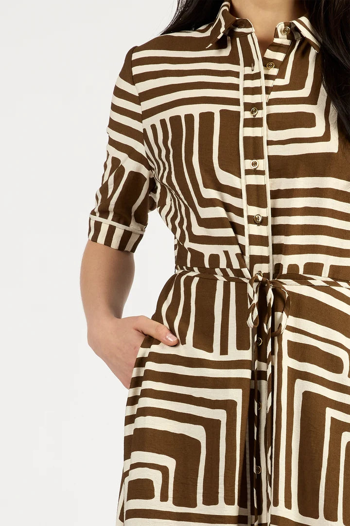 TUESDAY - Nicola Dress - Choc Geo